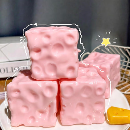 Yellow Squeeze Cheese Squishy - Squeeze Luck Cheese Squishy Skin Soft , Soft Novelty Slow Rising Sensory Cheese Stress & Anxiety Relief Fidget Toys (Pink & Yellow, S (5cm))