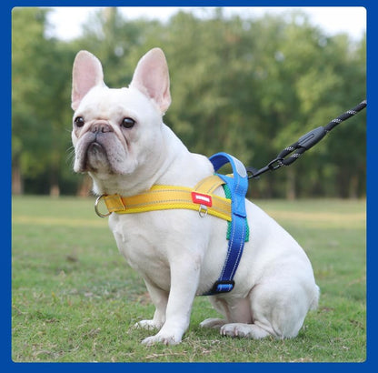Dog Harness,No Pull Dog Harness, Adjustable Soft Harness with Breathable Mesh Padded, Reflective Lightweight Harness for Extra Small Medium Dogs Yellow-S