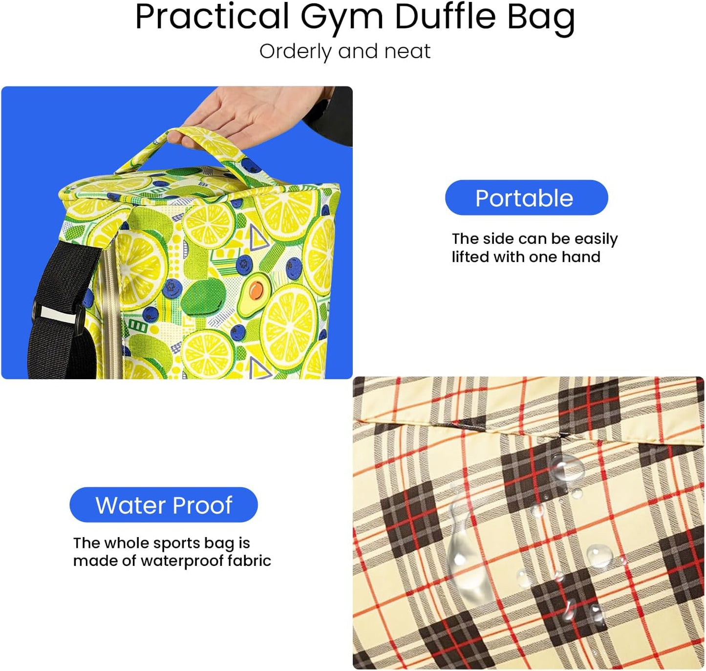 Small Gym Bag for Women & Men,Small Lightweight Duffel Bag Carry On Bags Mini Duffel Travel Bag Waterproof Sports Bags for Workout/Sport/Travel, Yellow