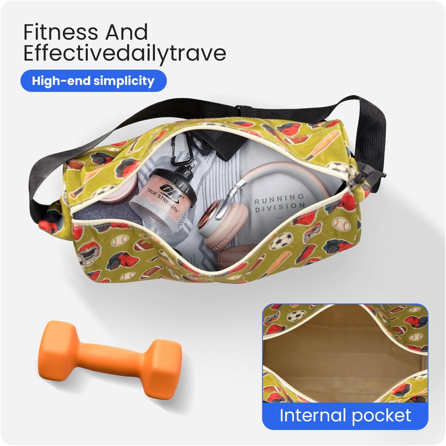 Small Gym Bag for Women & Men,Small Lightweight Duffel Bag Carry On Bags Mini Duffel Travel Bag Waterproof Sports Bags for Workout/Sport/Travel, Yellow