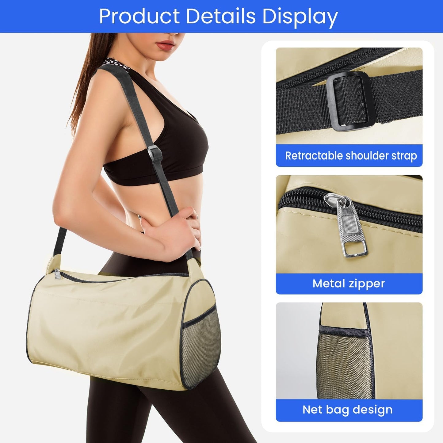 Small Gym Bag for Women & Men,Small Lightweight Duffel Bag Carry On Bags Mini Duffel Travel Bag Waterproof Sports Bags for Workout/Sport/Travel, Yellow