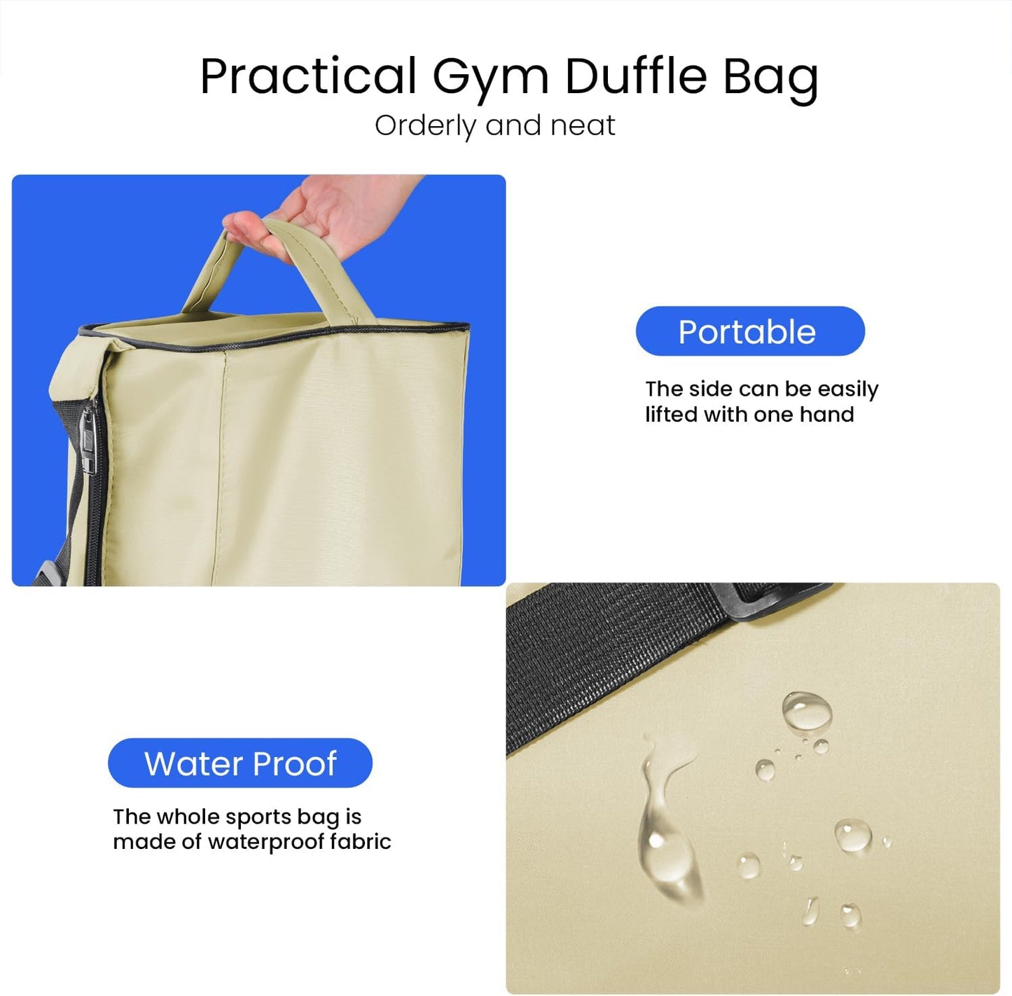Small Gym Bag for Women & Men,Small Lightweight Duffel Bag Carry On Bags Mini Duffel Travel Bag Waterproof Sports Bags for Workout/Sport/Travel, Yellow