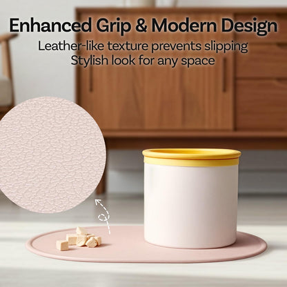 Dog & Cat Feeding Mat, 15.7 x 11.4 in (40x29cm), Thick Premium Platinum Silicone (Leather-Textured Surface), Raised Edges (High Rim), Waterproof, Non-Slip, Made in Korea (Cheese Yellow)