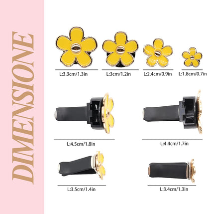 ORIESSE Flowers Air Vent Clips,Daisy Car Air Freshener,4pcs Yellow Flower Car Accessories for Women,Lavender Scent,Dashboard Decorations,Refillable Clips On Air Freshener