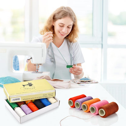 12 Color Sewing Thread Kit, Needle and Polyester Threads Small kit, with Needle Threader for Hand & Machine, DIY and Home