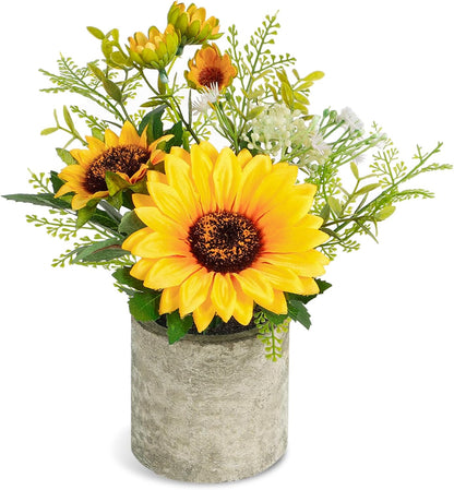 Sunflower Artificial Flowers Pot, Sunflower Decor, Yellow Fake Flower in Pots, for Home Bathroom Kitchen