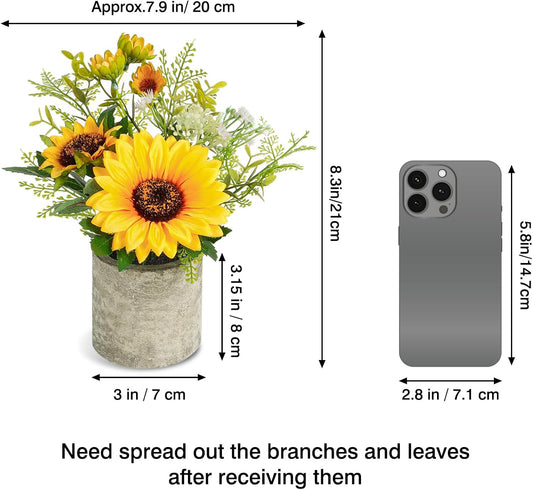Sunflower Artificial Flowers Pot, Sunflower Decor, Yellow Fake Flower in Pots, for Home Bathroom Kitchen