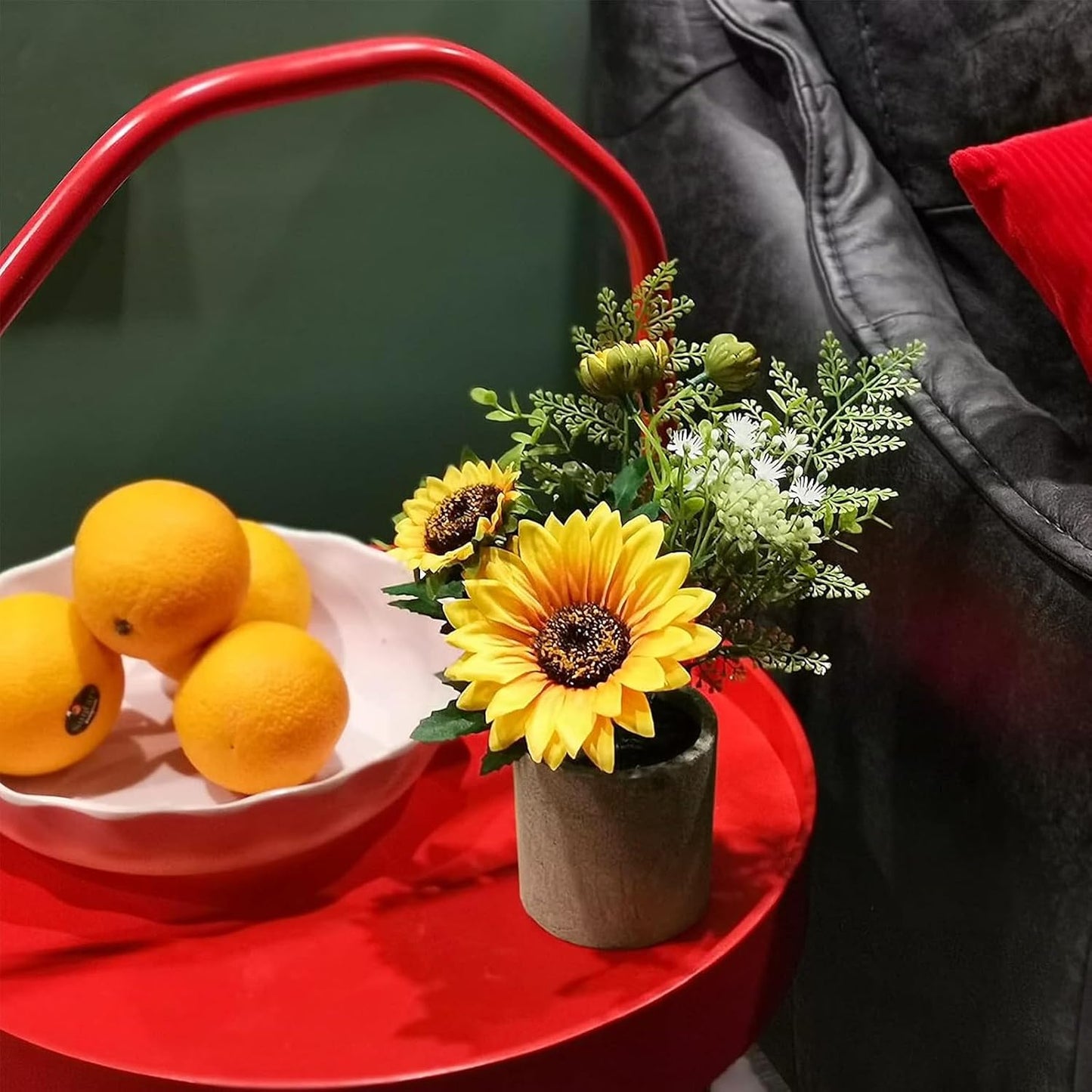 Sunflower Artificial Flowers Pot, Sunflower Decor, Yellow Fake Flower in Pots, for Home Bathroom Kitchen