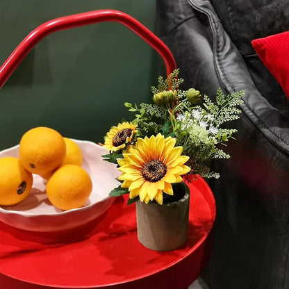 Sunflower Artificial Flowers Pot, Sunflower Decor, Yellow Fake Flower in Pots, for Home Bathroom Kitchen