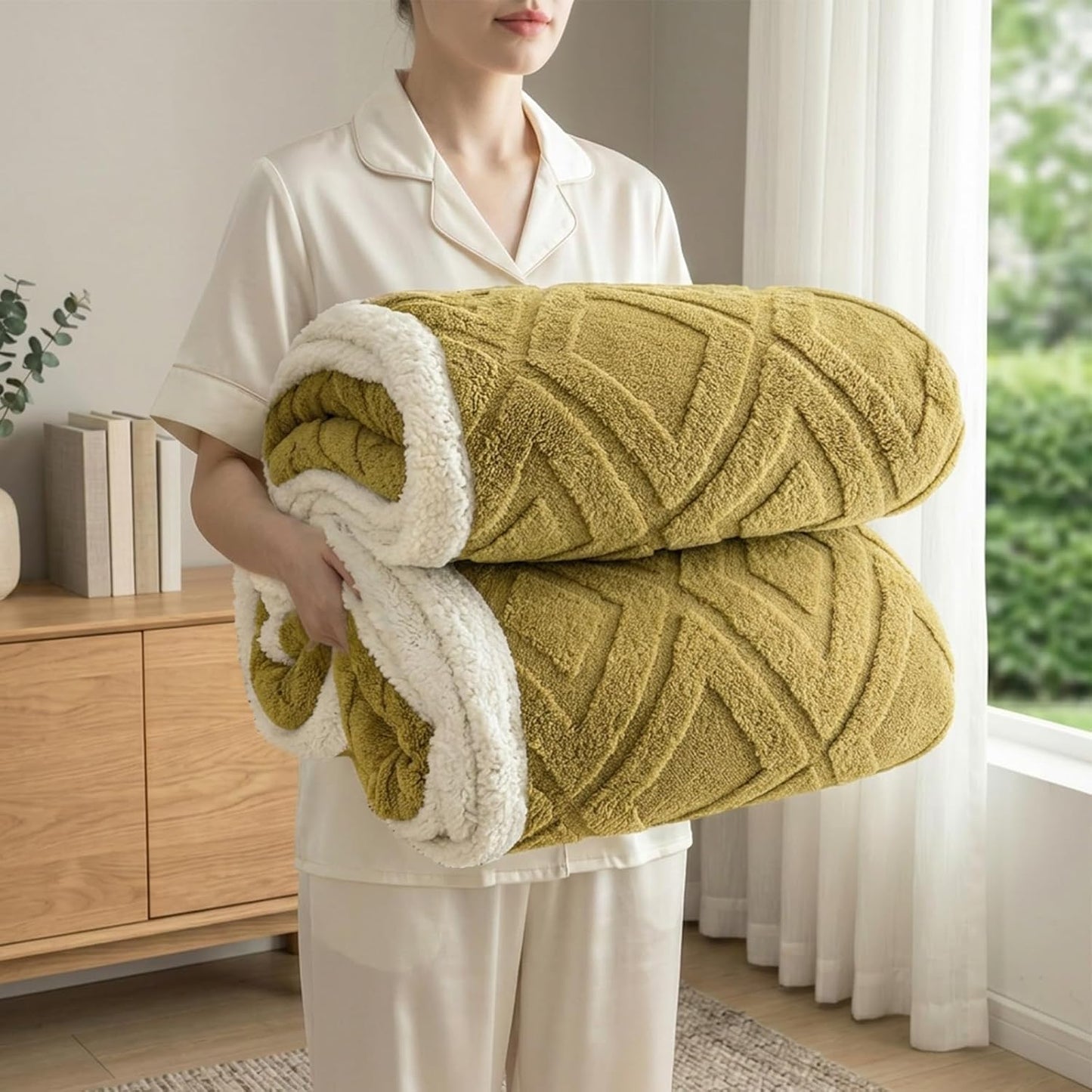 Double-sided Fluffy Sherpa Throw Blanket for Couch,Mustard Yellow,40"x60" | Soft Reversible Sherpa Fleece,Lightweight Warmth for Couch,Gaming,Pet Snuggling,Travel,Decor & Easy Care,Gift-given