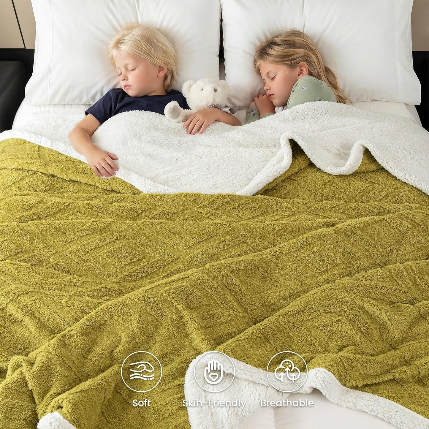 Double-sided Fluffy Sherpa Throw Blanket for Couch,Mustard Yellow,40"x60" | Soft Reversible Sherpa Fleece,Lightweight Warmth for Couch,Gaming,Pet Snuggling,Travel,Decor & Easy Care,Gift-given