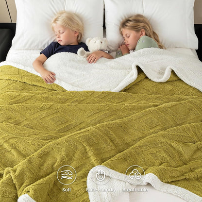 Double-sided Fluffy Sherpa Throw Blanket for Couch,Mustard Yellow,40"x60" | Soft Reversible Sherpa Fleece,Lightweight Warmth for Couch,Gaming,Pet Snuggling,Travel,Decor & Easy Care,Gift-given