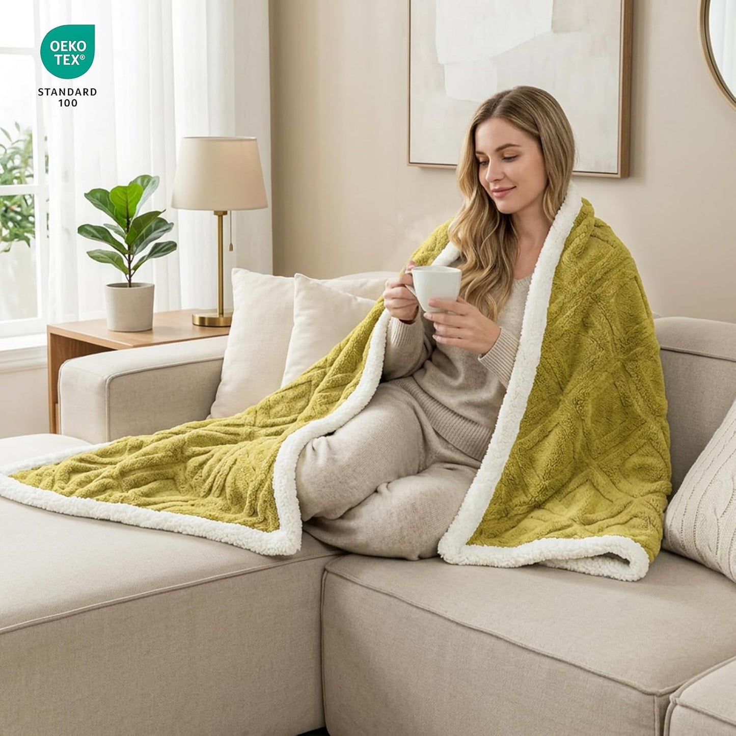 Double-sided Fluffy Sherpa Throw Blanket for Couch,Mustard Yellow,40"x60" | Soft Reversible Sherpa Fleece,Lightweight Warmth for Couch,Gaming,Pet Snuggling,Travel,Decor & Easy Care,Gift-given