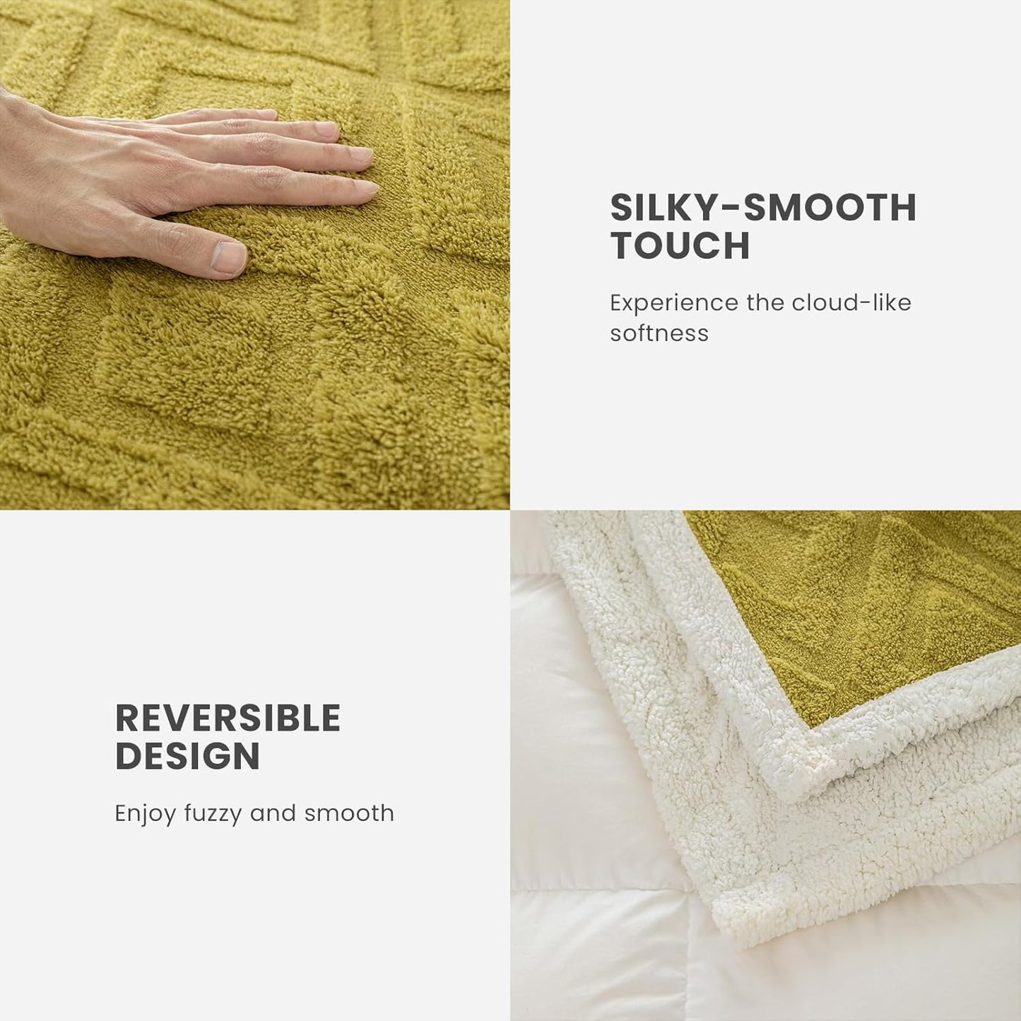 Double-sided Fluffy Sherpa Throw Blanket for Couch,Mustard Yellow,40"x60" | Soft Reversible Sherpa Fleece,Lightweight Warmth for Couch,Gaming,Pet Snuggling,Travel,Decor & Easy Care,Gift-given