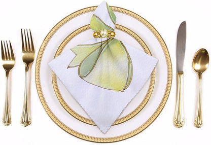 Simple Soft Pastel Yellow Watercolor Ribbon Bow Cloth Napkins Set of 6, Square Premium Reusable Washable Polyester Table Linen Napkin for Dinner Party