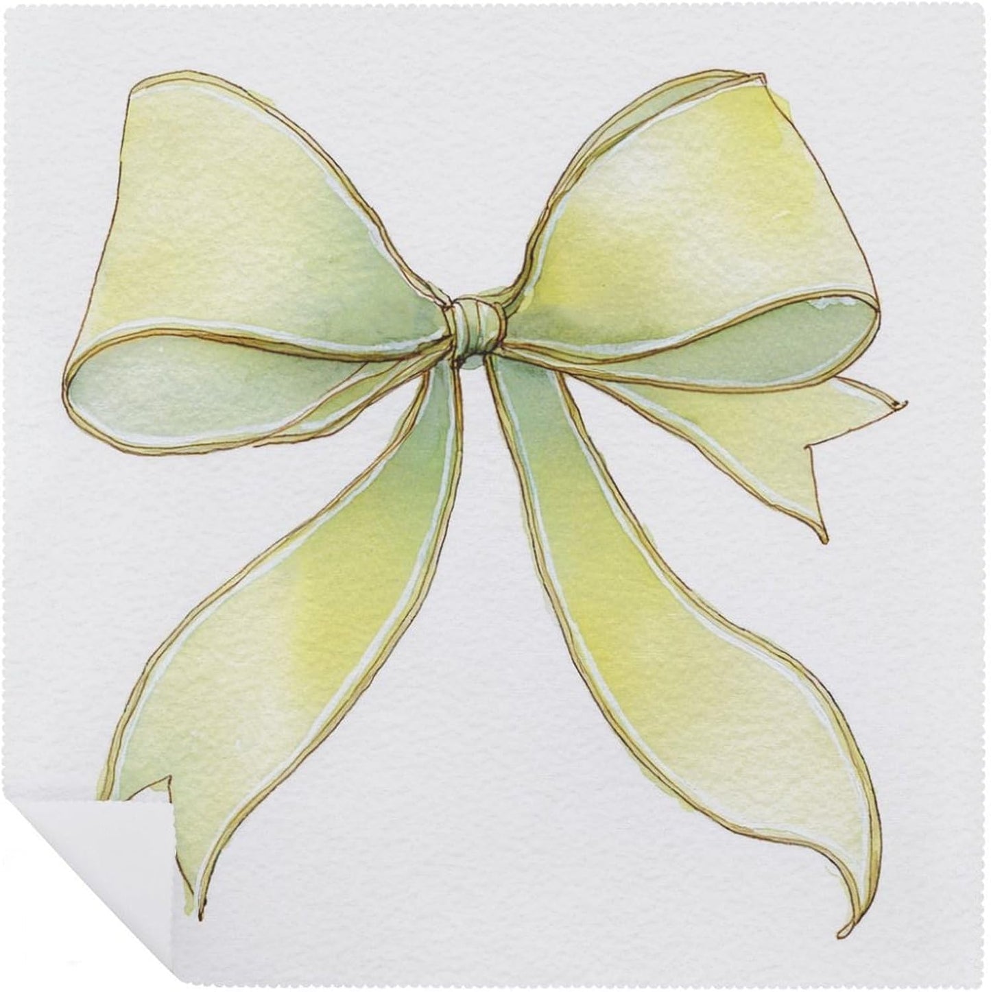 Simple Soft Pastel Yellow Watercolor Ribbon Bow Cloth Napkins Set of 6, Square Premium Reusable Washable Polyester Table Linen Napkin for Dinner Party