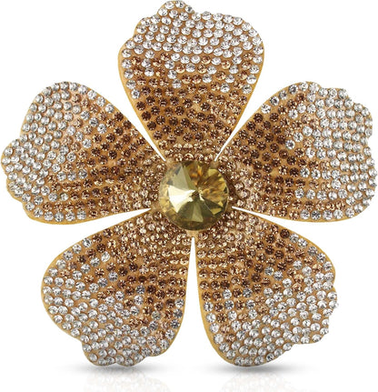 2.9 Inches Created Crystal Hibiscus Hawaiian Flower Hair Clips for Women | Boho Braids Artificial Flower Clips for Hair