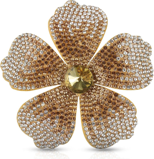 2.9 Inches Created Crystal Hibiscus Hawaiian Flower Hair Clips for Women | Boho Braids Artificial Flower Clips for Hair