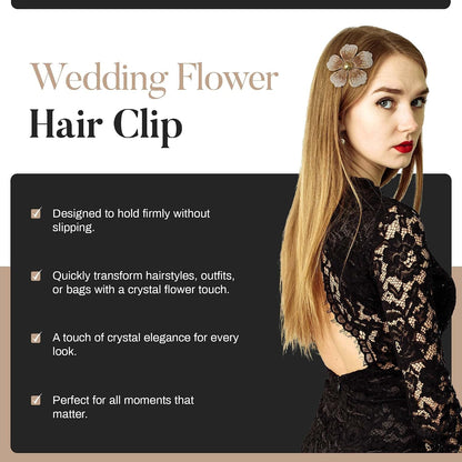2.9 Inches Created Crystal Hibiscus Hawaiian Flower Hair Clips for Women | Boho Braids Artificial Flower Clips for Hair