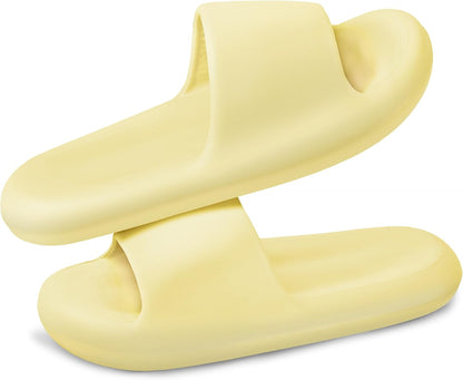 Women's Men's Cloud Pillow Slippers | Soft Non-Slip Shower Slides | Elastic EVA, 1.2in thick cushion, quiet, water-resistant, anti-slip, beach, bedroom, bathroom, dorm, travel daily wear