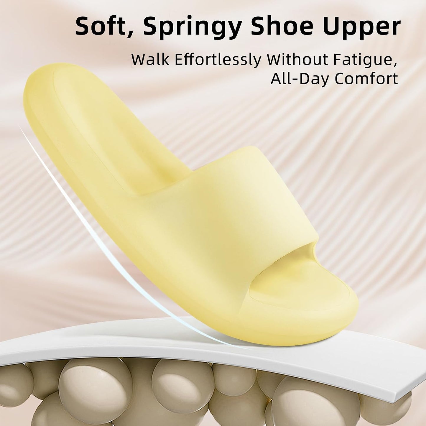 Women's Men's Cloud Pillow Slippers | Soft Non-Slip Shower Slides | Elastic EVA, 1.2in thick cushion, quiet, water-resistant, anti-slip, beach, bedroom, bathroom, dorm, travel daily wear