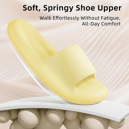 Women's Men's Cloud Pillow Slippers | Soft Non-Slip Shower Slides | Elastic EVA, 1.2in thick cushion, quiet, water-resistant, anti-slip, beach, bedroom, bathroom, dorm, travel daily wear