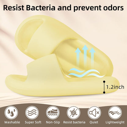 Women's Men's Cloud Pillow Slippers | Soft Non-Slip Shower Slides | Elastic EVA, 1.2in thick cushion, quiet, water-resistant, anti-slip, beach, bedroom, bathroom, dorm, travel daily wear
