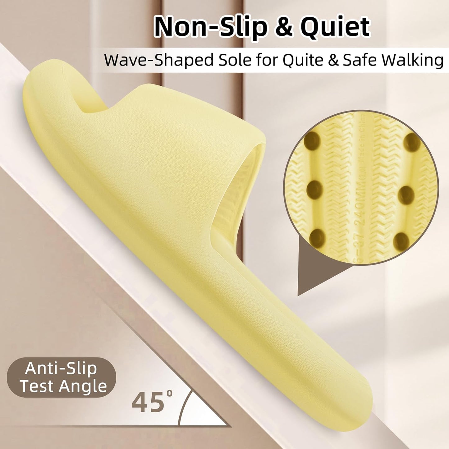 Women's Men's Cloud Pillow Slippers | Soft Non-Slip Shower Slides | Elastic EVA, 1.2in thick cushion, quiet, water-resistant, anti-slip, beach, bedroom, bathroom, dorm, travel daily wear
