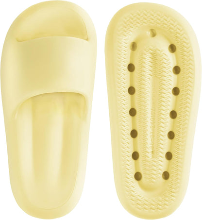 Women's Men's Cloud Pillow Slippers | Soft Non-Slip Shower Slides | Elastic EVA, 1.2in thick cushion, quiet, water-resistant, anti-slip, beach, bedroom, bathroom, dorm, travel daily wear