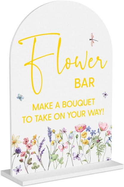 Yellow Flower Bar Sign Wedding Acrylic Table Sign Bridal Shower decorations | Wedding Acrylic Decor for Bridal Baby Shower Gender Reveal Birthday Party