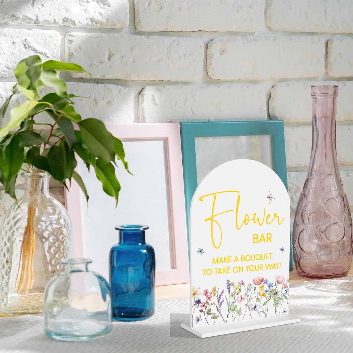 Yellow Flower Bar Sign Wedding Acrylic Table Sign Bridal Shower decorations | Wedding Acrylic Decor for Bridal Baby Shower Gender Reveal Birthday Party