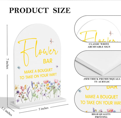 Yellow Flower Bar Sign Wedding Acrylic Table Sign Bridal Shower decorations | Wedding Acrylic Decor for Bridal Baby Shower Gender Reveal Birthday Party