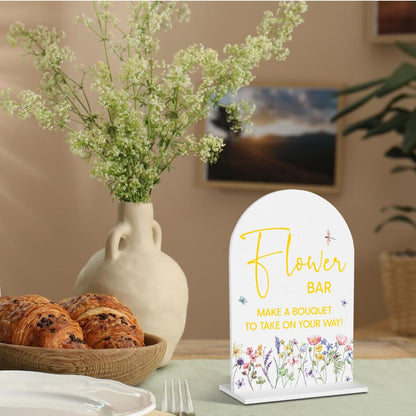 Yellow Flower Bar Sign Wedding Acrylic Table Sign Bridal Shower decorations | Wedding Acrylic Decor for Bridal Baby Shower Gender Reveal Birthday Party