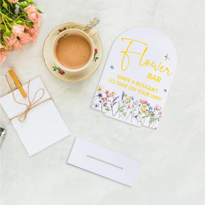 Yellow Flower Bar Sign Wedding Acrylic Table Sign Bridal Shower decorations | Wedding Acrylic Decor for Bridal Baby Shower Gender Reveal Birthday Party