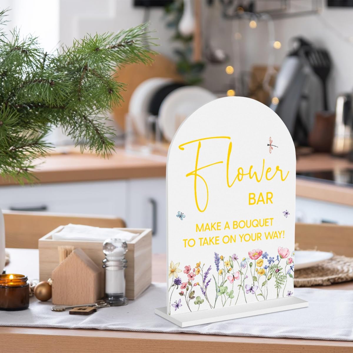 Yellow Flower Bar Sign Wedding Acrylic Table Sign Bridal Shower decorations | Wedding Acrylic Decor for Bridal Baby Shower Gender Reveal Birthday Party