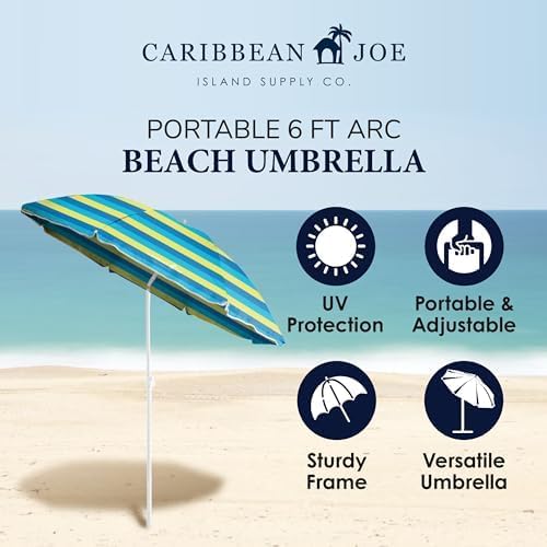 Beach Sun Umbrella, Portable, UV Protection, Great for Outdoor, Shoulder Carry Bag, Full 6 ft Arc