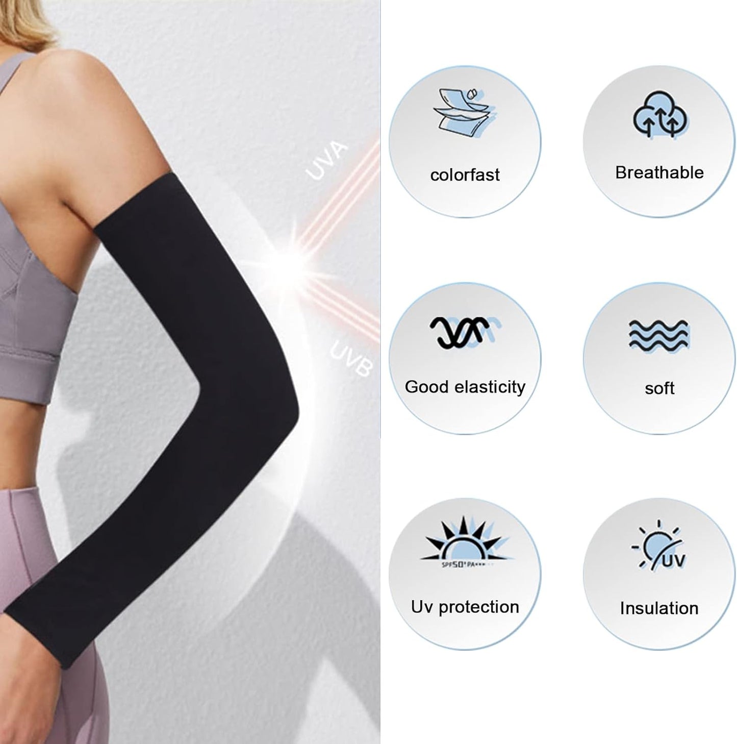 Cooling Arm Sleeves for Men Sun Protection Compression Arm Sleeves Cover