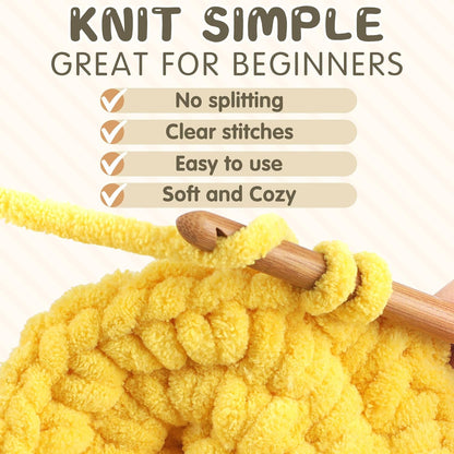 Baby Blanket Yarn for Crocheting - 1 Pack of 300g/10.6oz Super Fluffy Chunky Chenille Yarn for Hand Knitting, 115 yds Super Bulky Plush Yarn for Cozy Blankets and Amigurumi (1, Yellow)