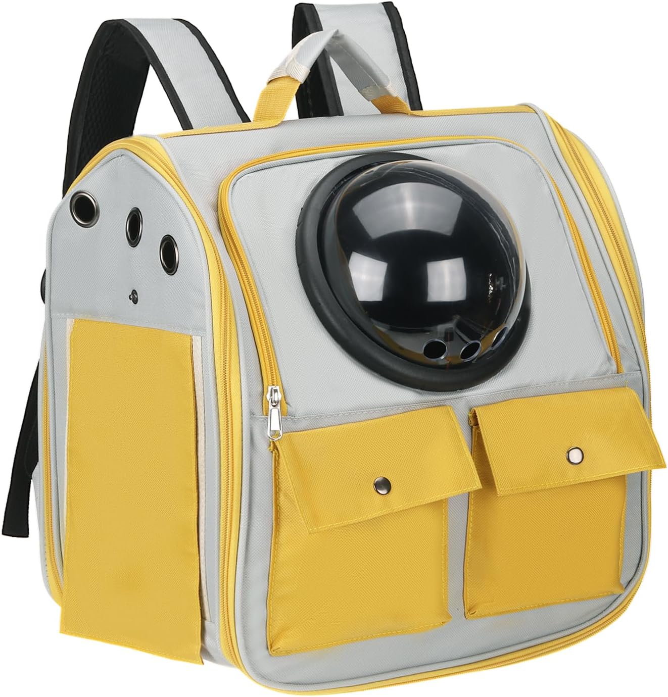 Pet Backpack Carrier, Portable and Ventilated, Oxford Cloth, Dogs Cats and Small Animals Travel Bag 12.99", (Yellow, 1 Pcs), Intended for Hiking/Camping/Traveling