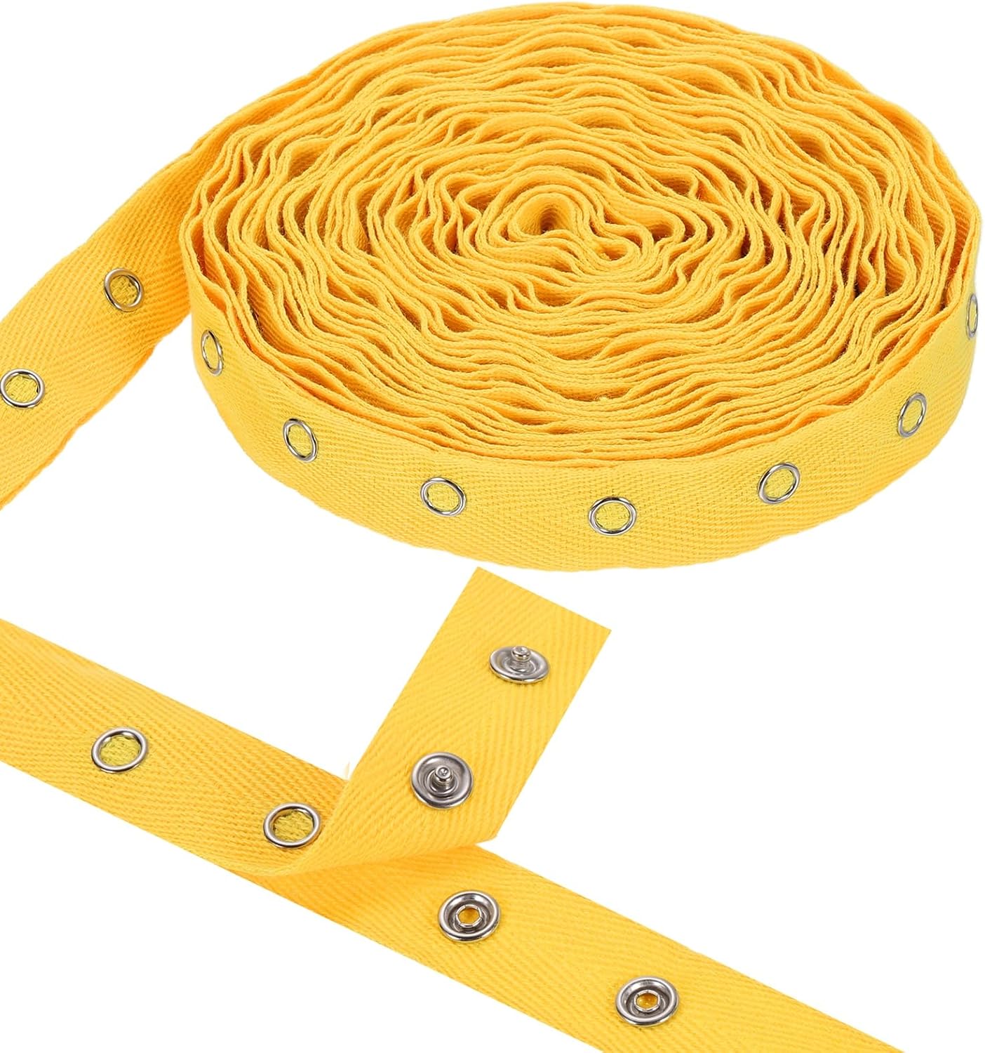 3 Yards Metal Snap Tape for Sewing Snap Buttons for Clothes, Metal Button Tape Ribbon for Clothes, Cotton Snap Trim Fastener for DIY Crafts, 0.78" Width,Yellow