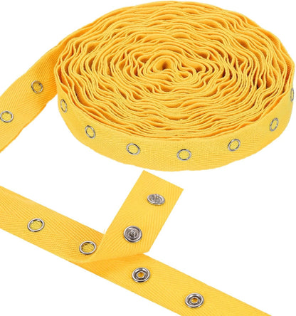 3 Yards Metal Snap Tape for Sewing Snap Buttons for Clothes, Metal Button Tape Ribbon for Clothes, Cotton Snap Trim Fastener for DIY Crafts, 0.78" Width,Yellow