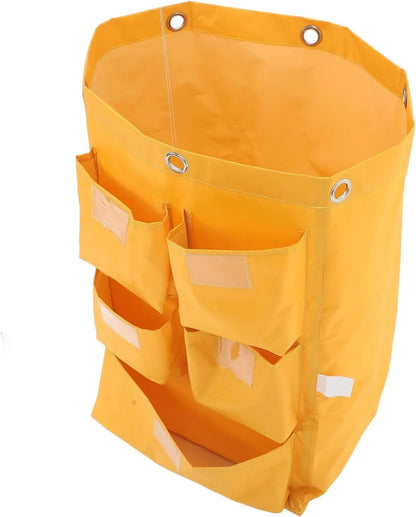 Replacement Janitorial Cart Bag Housekeeping Cart Bag Versatile Cleaning Cart Pouch Sturdy Janitorial Supply Bag for Cleaning Trolleys Tool Organization and for Housekeeping Commercial(Yellow)