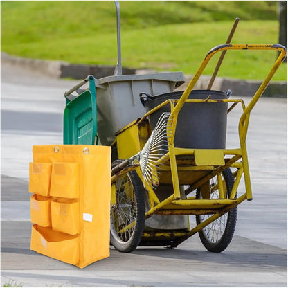 Replacement Janitorial Cart Bag Housekeeping Cart Bag Versatile Cleaning Cart Pouch Sturdy Janitorial Supply Bag for Cleaning Trolleys Tool Organization and for Housekeeping Commercial(Yellow)
