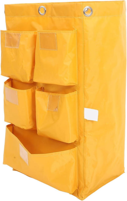 Replacement Janitorial Cart Bag Housekeeping Cart Bag Versatile Cleaning Cart Pouch Sturdy Janitorial Supply Bag for Cleaning Trolleys Tool Organization and for Housekeeping Commercial(Yellow)