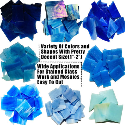 Stained Glass Scraps Sheets, Mosaic Tiles for Crafts, Glass Mosaic Pieces Supplies Kit, Mixed Red Orange Yellow Colors and Shapes, 35oz Value Pack
