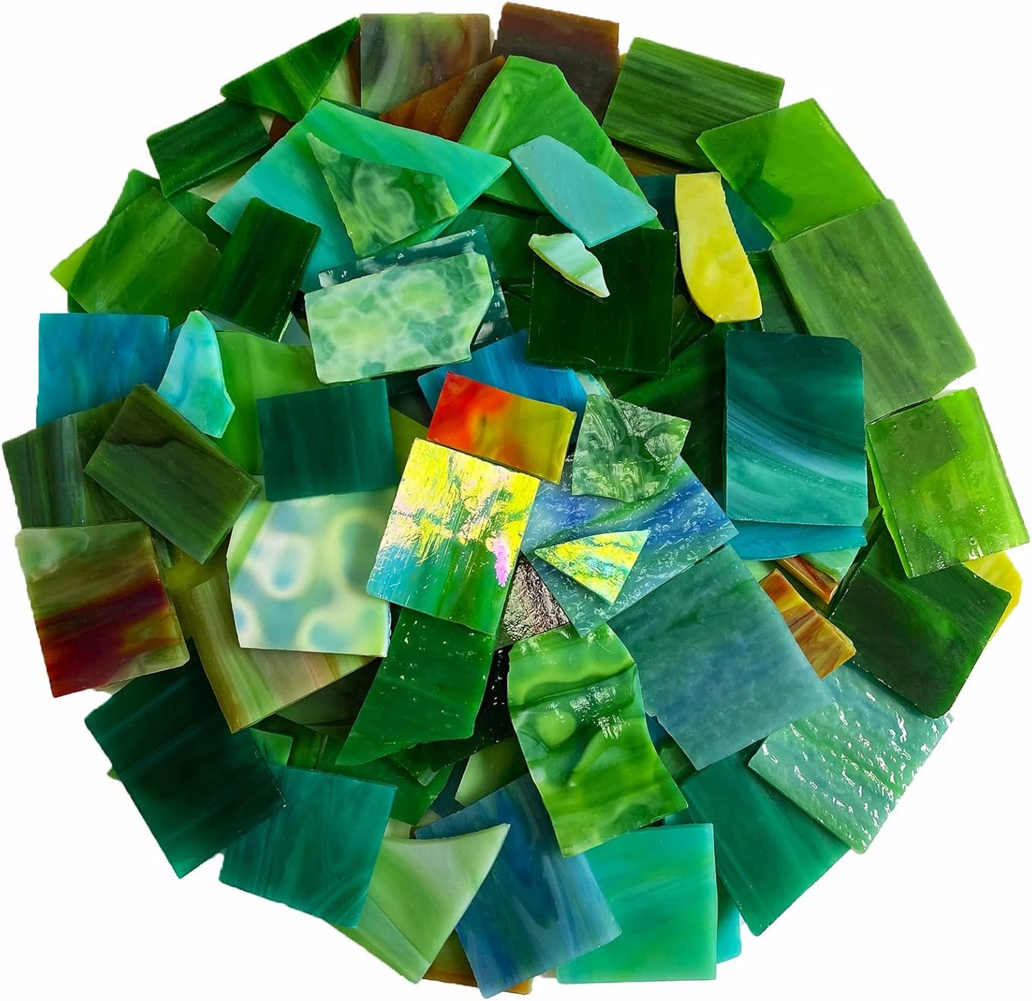 Stained Glass Scraps Sheets, Mosaic Tiles for Crafts, Glass Mosaic Pieces Supplies Kit, Mixed Red Orange Yellow Colors and Shapes, 35oz Value Pack