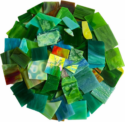 Stained Glass Scraps Sheets, Mosaic Tiles for Crafts, Glass Mosaic Pieces Supplies Kit, Mixed Red Orange Yellow Colors and Shapes, 35oz Value Pack