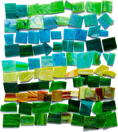 Stained Glass Scraps Sheets, Mosaic Tiles for Crafts, Glass Mosaic Pieces Supplies Kit, Mixed Red Orange Yellow Colors and Shapes, 35oz Value Pack