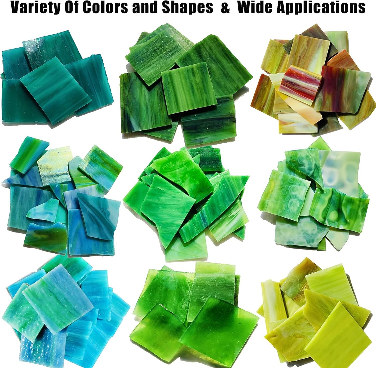 Stained Glass Scraps Sheets, Mosaic Tiles for Crafts, Glass Mosaic Pieces Supplies Kit, Mixed Red Orange Yellow Colors and Shapes, 35oz Value Pack