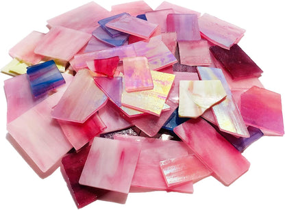 Stained Glass Scraps Sheets, Mosaic Tiles for Crafts, Glass Mosaic Pieces Supplies Kit, Mixed Red Orange Yellow Colors and Shapes, 35oz Value Pack
